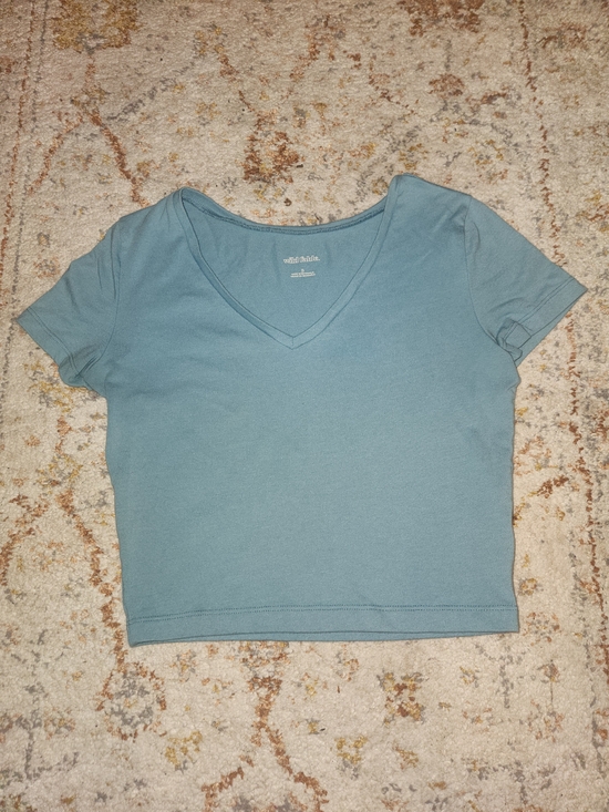 wild fable Tops - wild fable Blue V-Neck Crop Tee